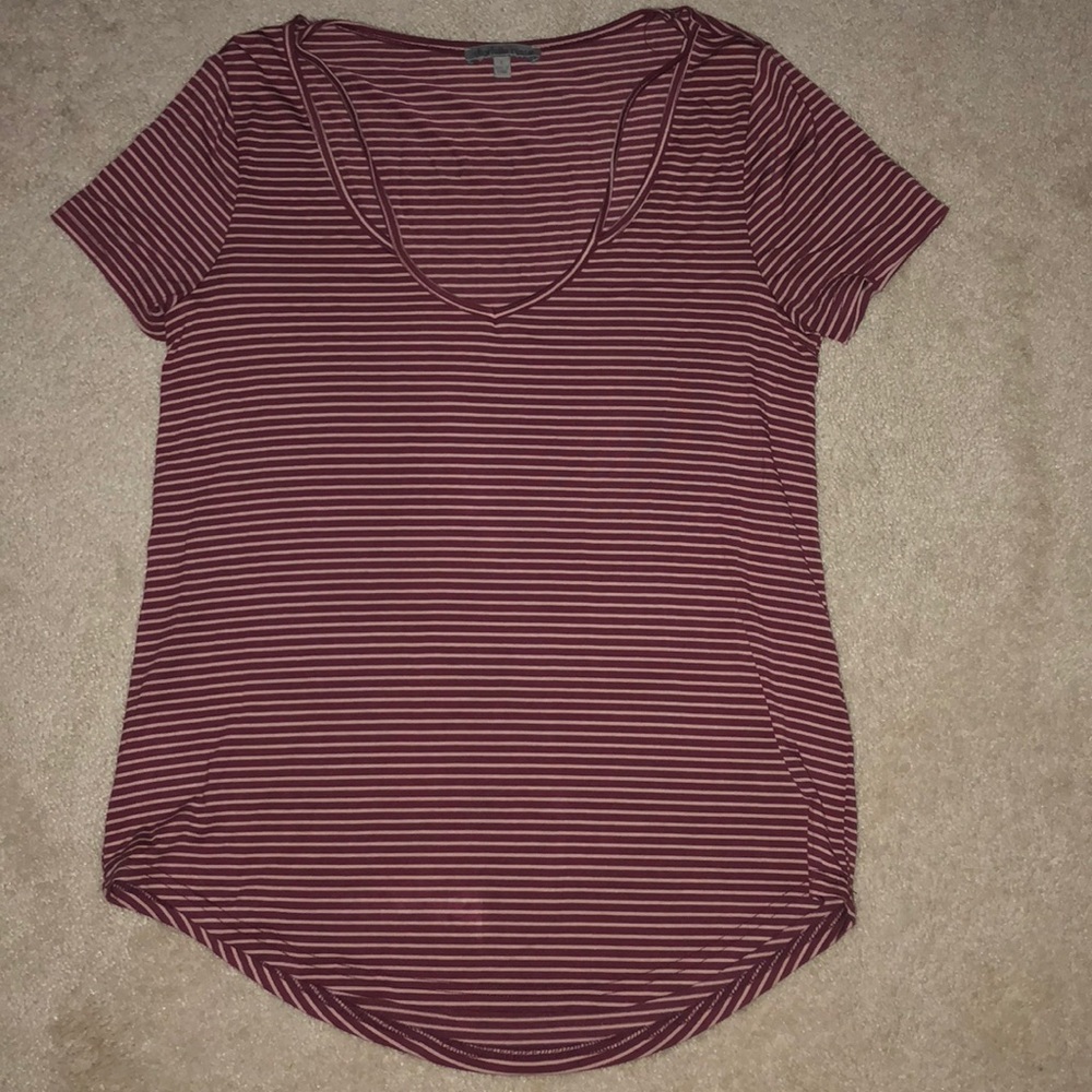 Magenta and white striped shirt